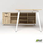 Робоче місце + USB Delta DL-101L (1990х1600х750мм) Блеквуд Ячмінний / Каркас білий / Опора білий беж, фото 3