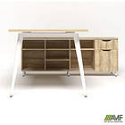 Робоче місце + USB Delta DL-101R (1990х1600х750мм) Блеквуд Ячмінний / Каркас білий / Опора білий беж, фото 3