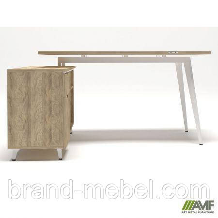 Робоче місце Delta DL-113L (1590х1200х750мм) Блеквуд Ячмінний / Каркас білий / Опора білий беж, фото 1