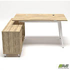 Робоче місце Delta DL-113L (1590х1200х750мм) Блеквуд Ячмінний / Каркас білий / Опора білий беж, фото 3