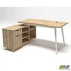 Робоче місце Delta DL-113L (1590х1200х750мм) Блеквуд Ячмінний / Каркас білий / Опора білий беж, фото 5