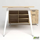 Робоче місце Delta DL-100R (1790х1200х750мм) Блеквуд Ячмінний / Каркас білий / Опора білий беж, фото 3