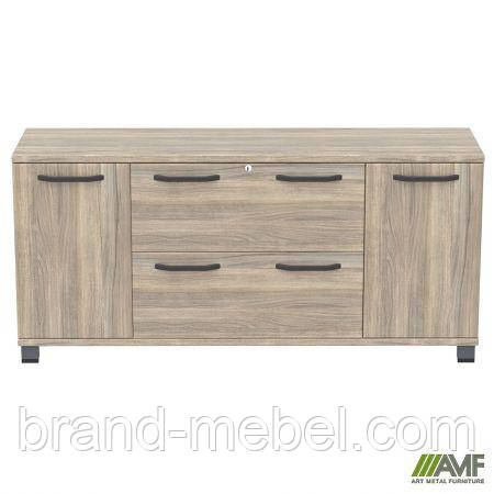 Тумба-помічник SIG-402-1 (1600х420х750мм) Опори, ручки Чорний графіт/В'яз Ліберті Димчастий, фото 1