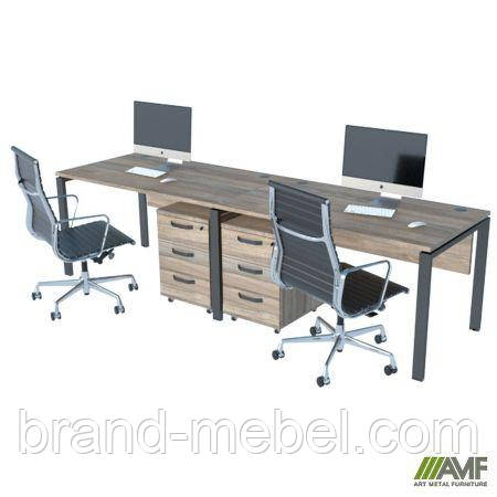 Стіл менеджера на 2 робочих місця. Комплект 20. В'яз Ліберті Димчастий. Чорний графіт, фото 1