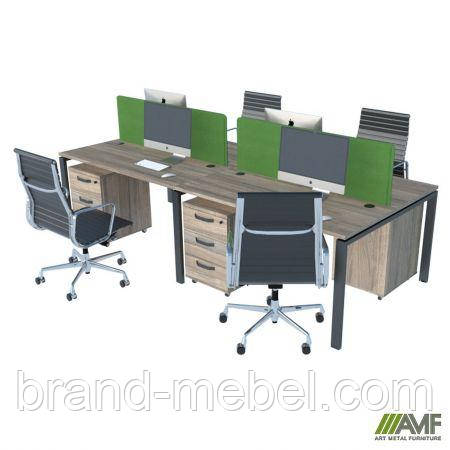 Стіл менеджера на 4 робочих місця. Комплект 15. В'яз Ліберті Димчастий. Чорний графіт, фото 1