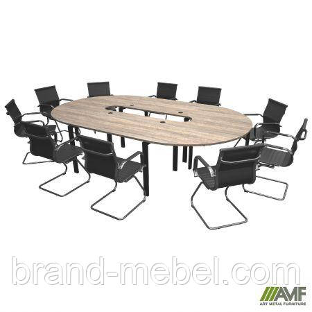 Конференц стіл 3087х1900х750Н Комплект 3. В'яз Ліберті Димчастий. Чорний графіт, фото 1