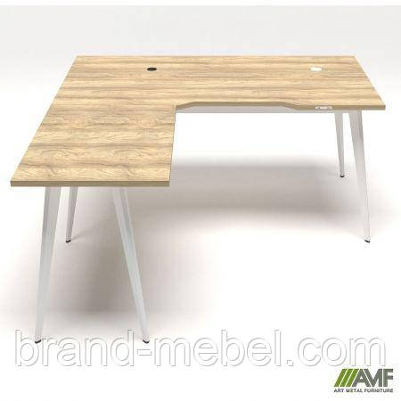 Робоче місце Delta DL-102 (1590х1600х750мм) Блеквуд Ячмінний / Каркас білий, фото 1