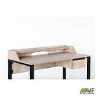 Стіл комп'ютерний Pluto Top SH (1200х600х750) Дуб Ендгрейн/Чорний графiт, фото 9