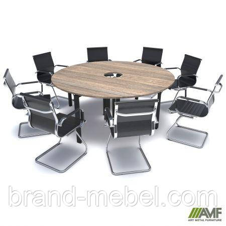 Конференц стіл 1900х1900х750Н Комплект 1. В'яз Ліберті Димчастий. Чорний графіт, фото 1