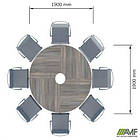 Конференц стіл 1900х1900х750Н Комплект 1. В'яз Ліберті Димчастий. Чорний графіт, фото 2