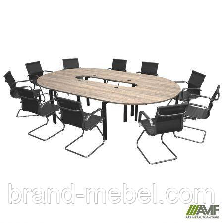 Конференц стіл 3487х1900х750Н Комплект 5. В'яз Ліберті Димчастий. Чорний графіт, фото 1