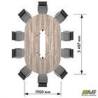 Конференц стіл 3487х1900х750Н Комплект 5. В'яз Ліберті Димчастий. Чорний графіт, фото 2