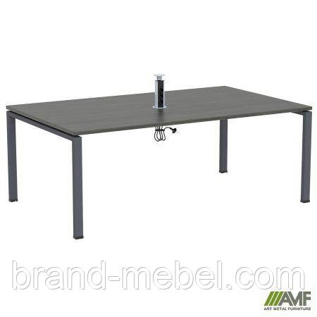 Конферец стіл 1800х1200х750H Комплект 9. В'яз Ліберті Димчастий. Чорний графіт, фото 1