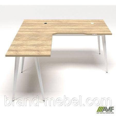 Робоче місце + USB Delta DL-102 (1590х1600х750мм) Блеквуд Ячмінний / Каркас білий, фото 1