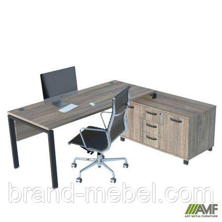 Стіл керівника. Комплект 10. В'яз Ліберті Димчастий. Чорний графіт, фото 1