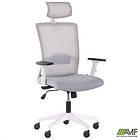 Крісло Uran White HR сидіння Нест-19 св.сіра/спинка Сітка SL-01 св.сіра, фото 6