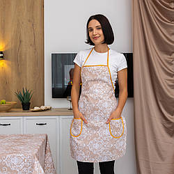Фартух бавовняний "Вензель" (бежевий) 75х55 см