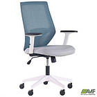 Крісло Lead White сидіння Нест-19 св.сіра/спинка Сітка SL-18 аквамарін, фото 5