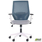 Крісло Lead White сидіння Нест-19 св.сіра/спинка Сітка SL-18 аквамарін, фото 7