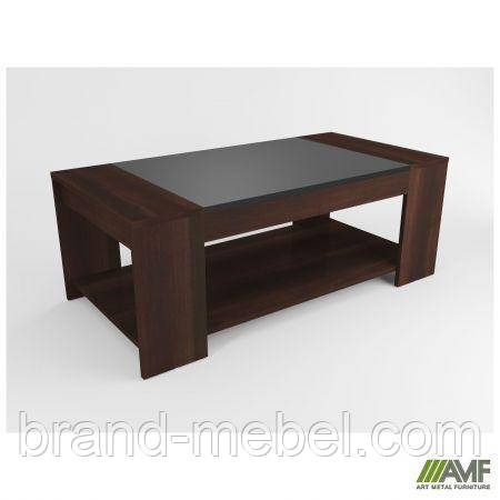 Стіл журнальний МГ-315 (1200х600х450мм) горіх темний/ вставка антрацит, фото 1