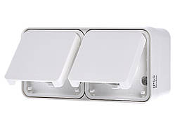 Розетка з з/к подвійна IP55 горизонтальна Біла - Berker W.1 47843512