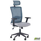 Крісло Uran Black HR сидіння Нест-19 св.сіра/спинка Сітка SL-18 аквамарін, фото 5