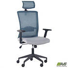 Крісло Uran Black HR сидіння Нест-19 св.сіра/спинка Сітка SL-18 аквамарін, фото 6