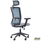 Крісло Uran Black HR сидіння Нест-19 св.сіра/спинка Сітка SL-18 аквамарін, фото 9