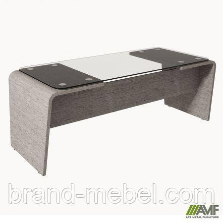 Стіл керівника скло AT-102 (2075х800х760) Венге сірий/графіт, фото 1
