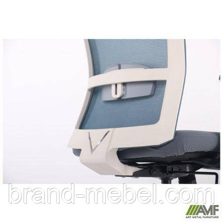 Крісло Uran White сидіння Нест-08 сіра/спинка Сітка SL-18 аквамарін, фото 1