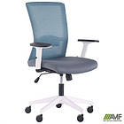 Крісло Uran White сидіння Нест-08 сіра/спинка Сітка SL-18 аквамарін, фото 5