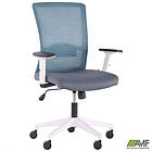 Крісло Uran White сидіння Нест-08 сіра/спинка Сітка SL-18 аквамарін, фото 6