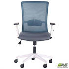 Крісло Uran White сидіння Нест-08 сіра/спинка Сітка SL-18 аквамарін, фото 7