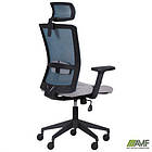 Крісло Uran Black HR сидіння Сідней-05/спинка Сітка SL-18 аквамарін, фото 9