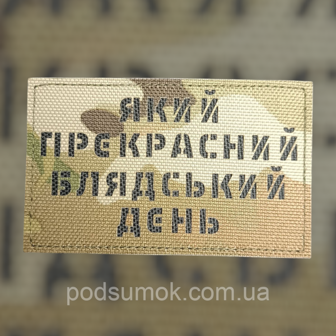 Шеврон ЯКИЙ ПРЕКРАСНИЙ ДЕНЬ на липучці для велкро патч МУЛЬТИКАМ LaserCut, фото 1