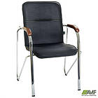 Стілець Самба хром горіх Шкiрозамiнник сiрий без канта, фото 5