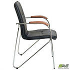 Стілець Самба хром горіх Шкiрозамiнник сiрий без канта, фото 2