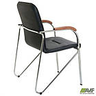 Стілець Самба хром горіх Шкiрозамiнник сiрий без канта, фото 4