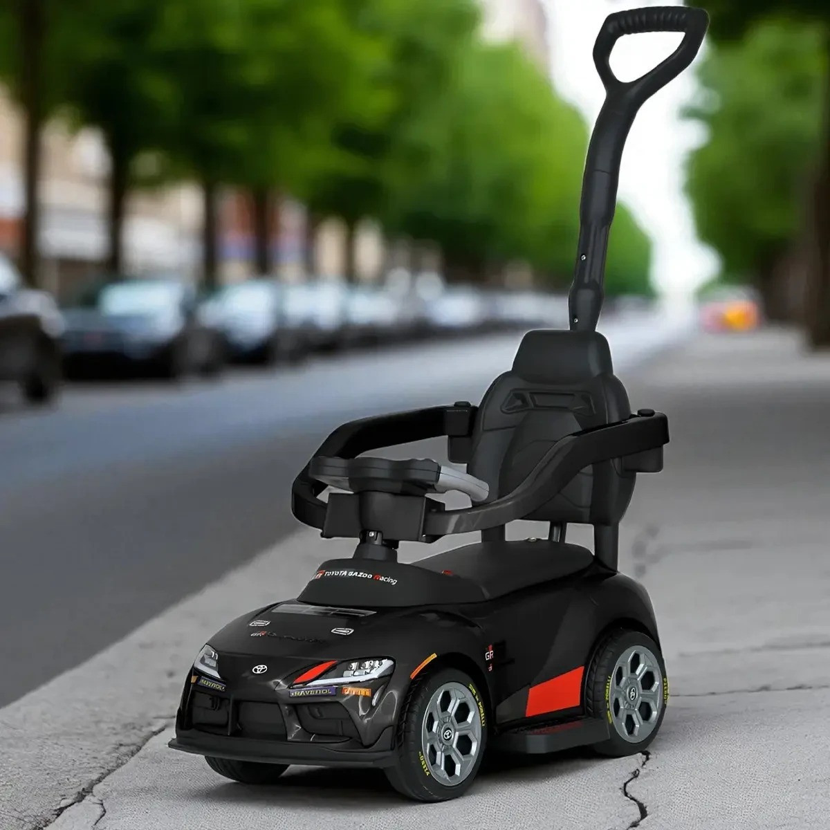 Дитяча електромобіль-каталка 3 в 1 Toyota Supra GT4 M 6129 Ліцензійна з батьківською ручкою Чорний, фото 1