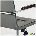 Крісло Самба-RC хром горіх Шкiрозамiнник сiрий без канта, фото 2