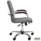 Крісло Самба-RC хром горіх Шкiрозамiнник сiрий без канта, фото 8