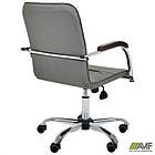 Крісло Самба-RC хром горіх Шкiрозамiнник сiрий без канта, фото 9