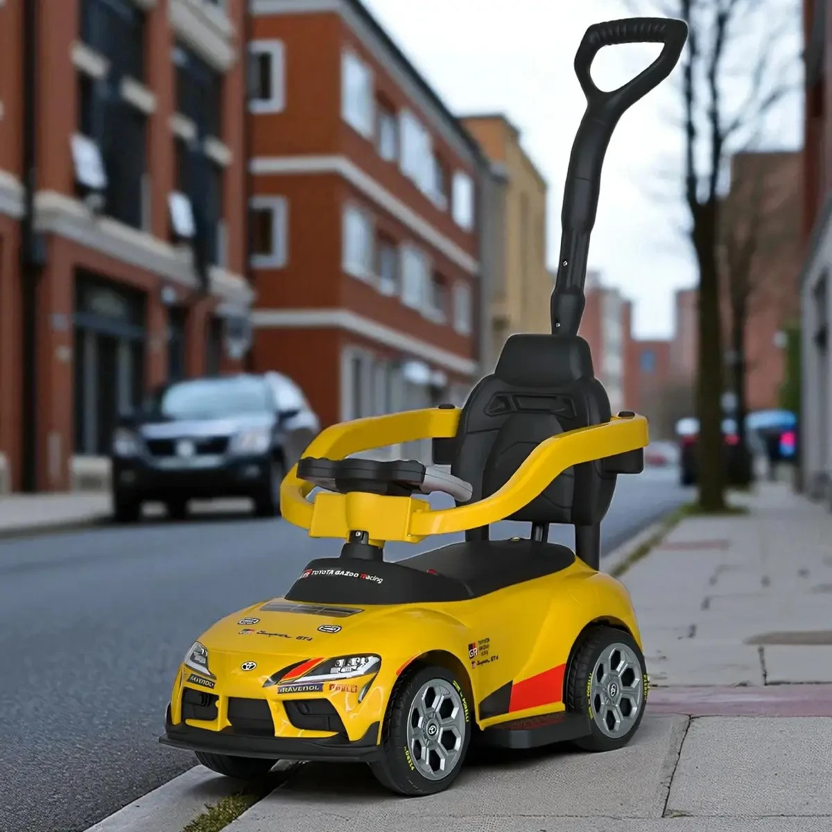 Дитяча електромобіль-каталка 3 в 1 Toyota Supra GT4 M 6129 Ліцензійна з батьківською ручкою Жовтий, фото 1