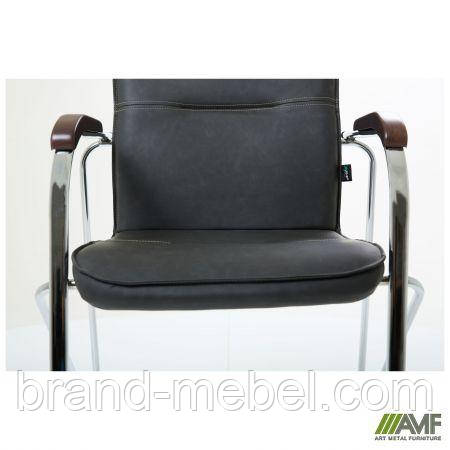 Стілець Самба хром горіх WAX Black Grey без канта, фото 1