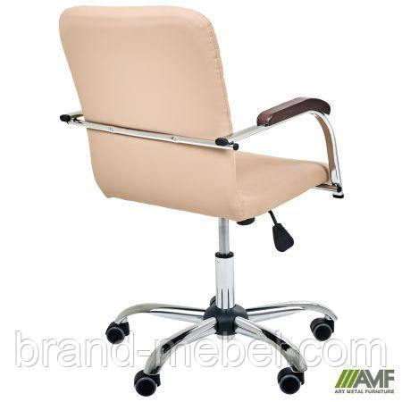 Крісло Rumba-RC хром горіх Шкірзам бежевий, фото 1