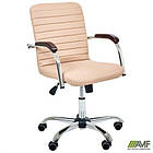 Крісло Rumba-RC хром горіх Шкірзам бежевий, фото 5