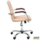 Крісло Rumba-RC хром горіх Шкірзам бежевий, фото 7