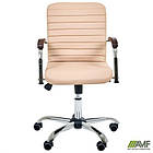 Крісло Rumba-RC хром горіх Шкірзам бежевий, фото 8