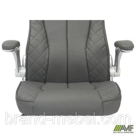 Крісло керівника Parker шкірзам сірий, фото 1