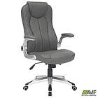 Крісло керівника Parker шкірзам сірий, фото 5